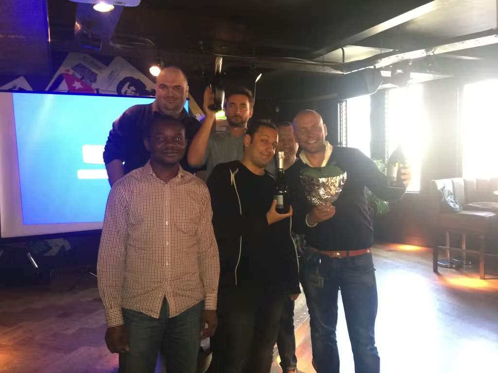 team celebrating the day together